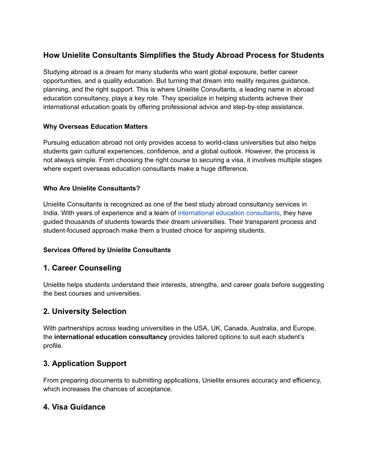 how unielite consultants simplifies the study