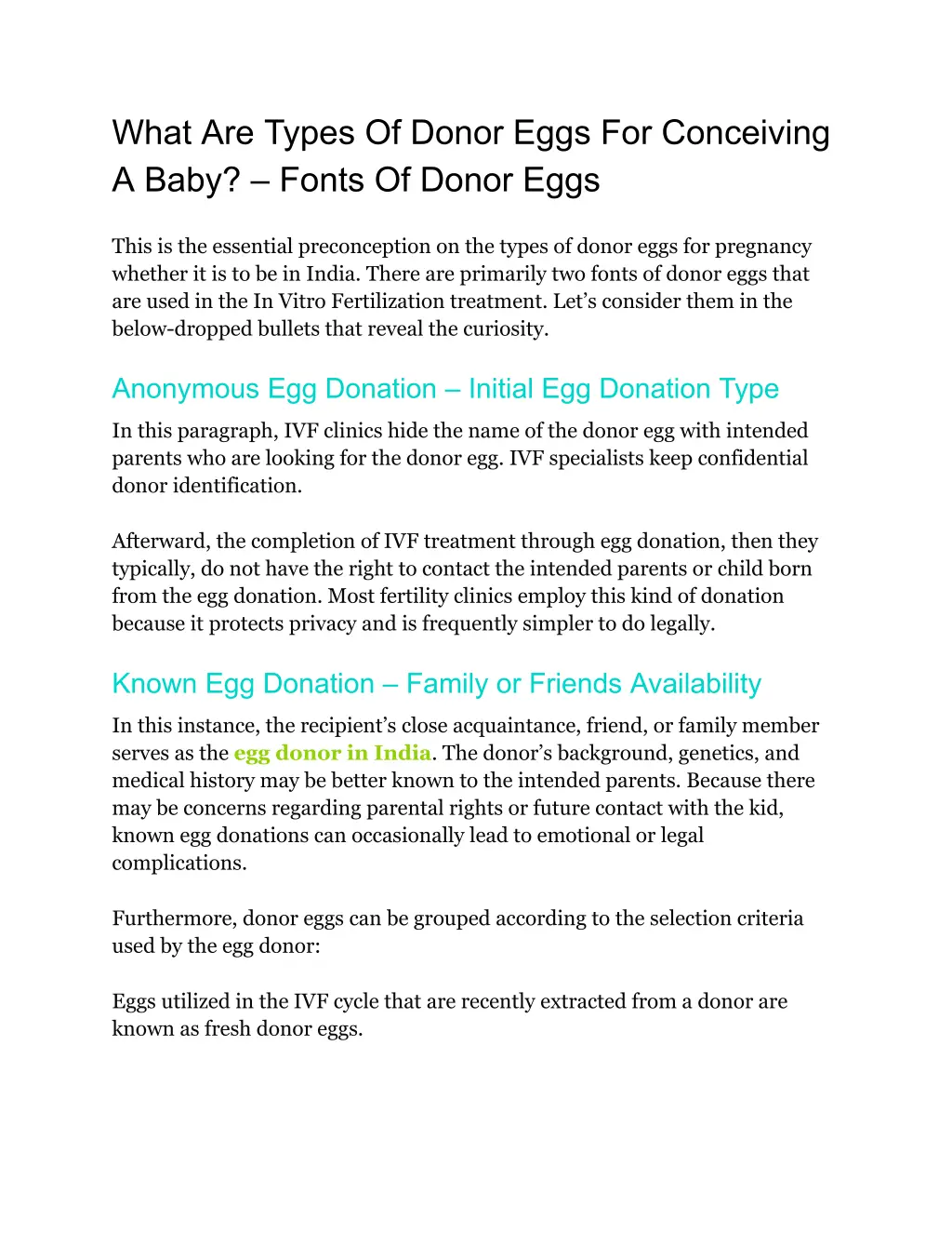 what are types of donor eggs for conceiving