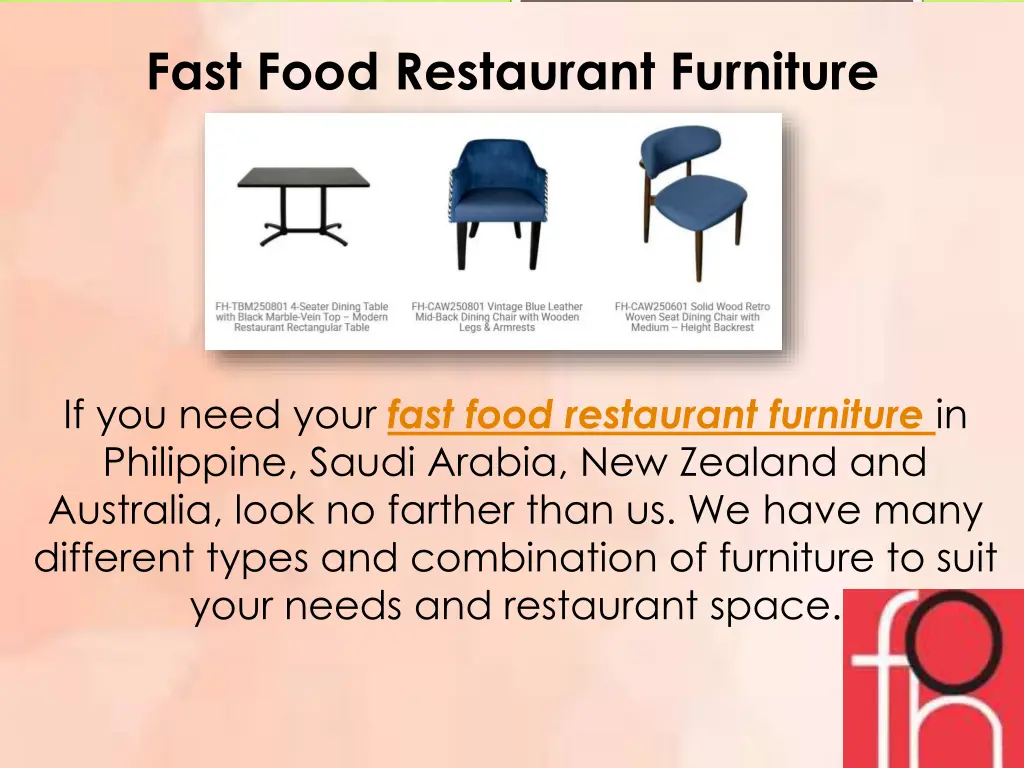 fast food restaurant furniture