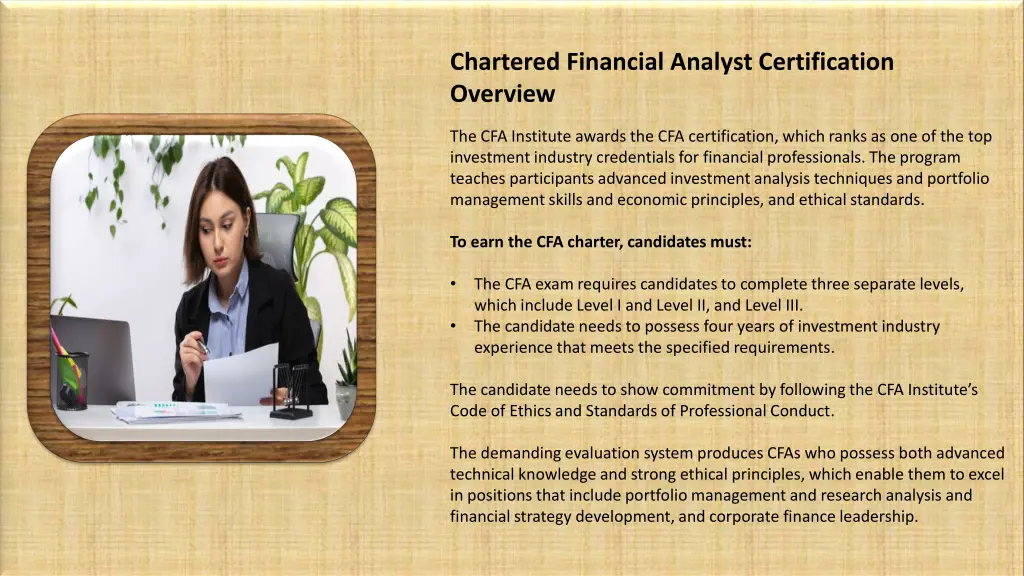 chartered financial analyst certification overview