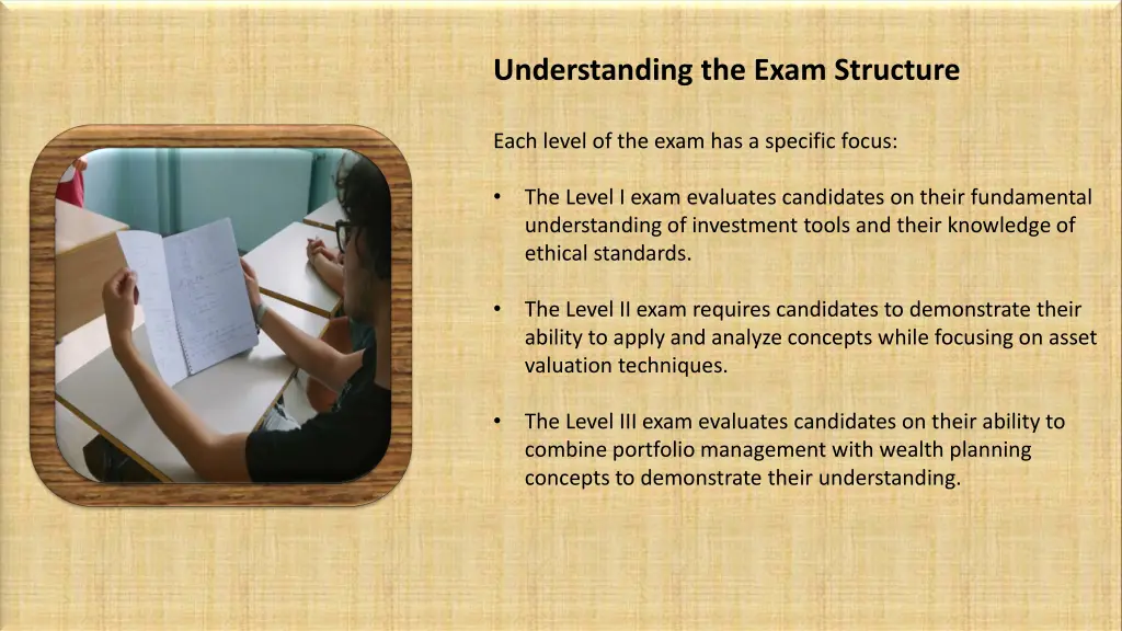 understanding the exam structure