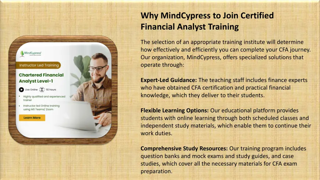 why mindcypress to join certified financial