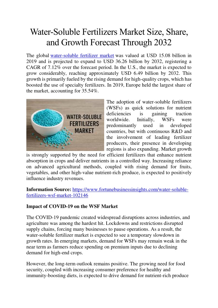 water soluble fertilizers market size share