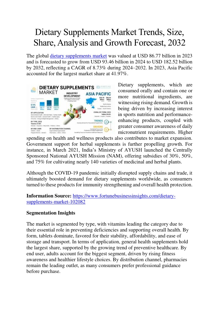 dietary supplements market trends size share