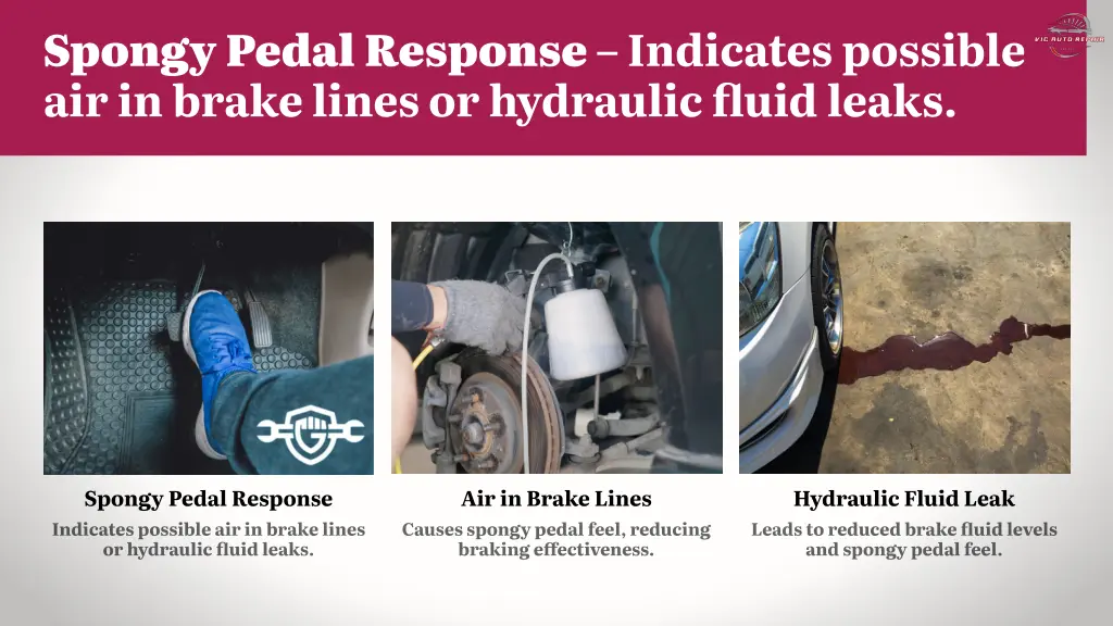 spongy pedal response indicates possible