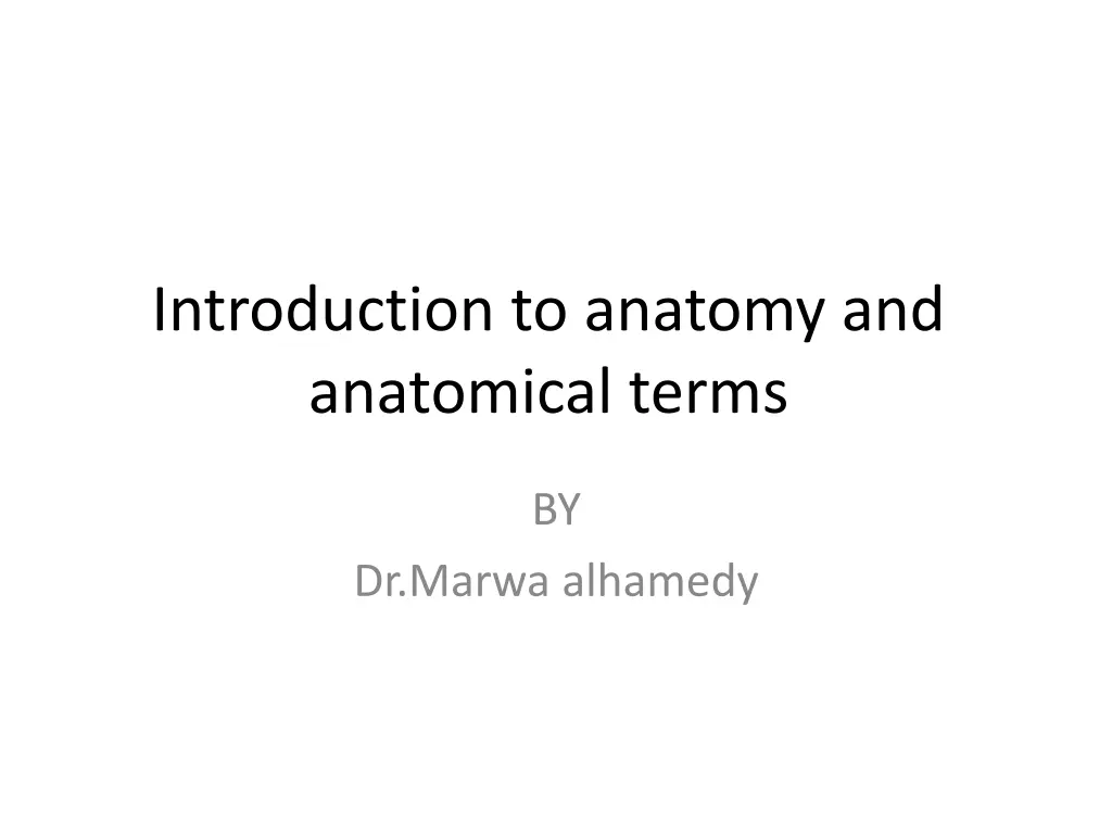 introduction to anatomy and anatomical terms