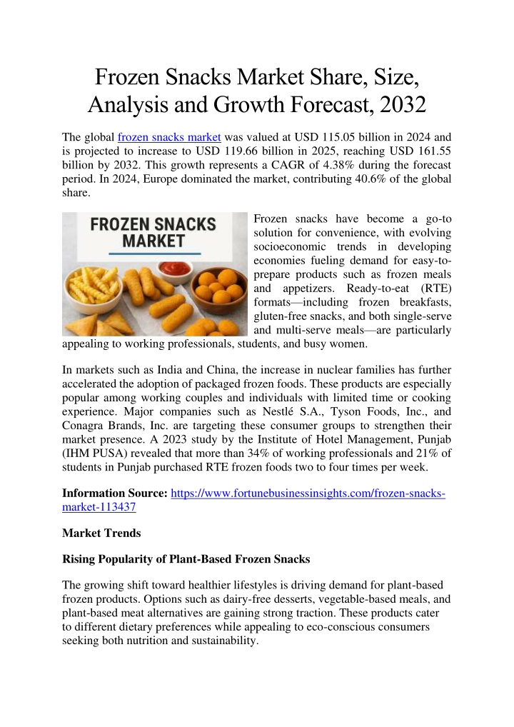 frozen snacks market share size analysis