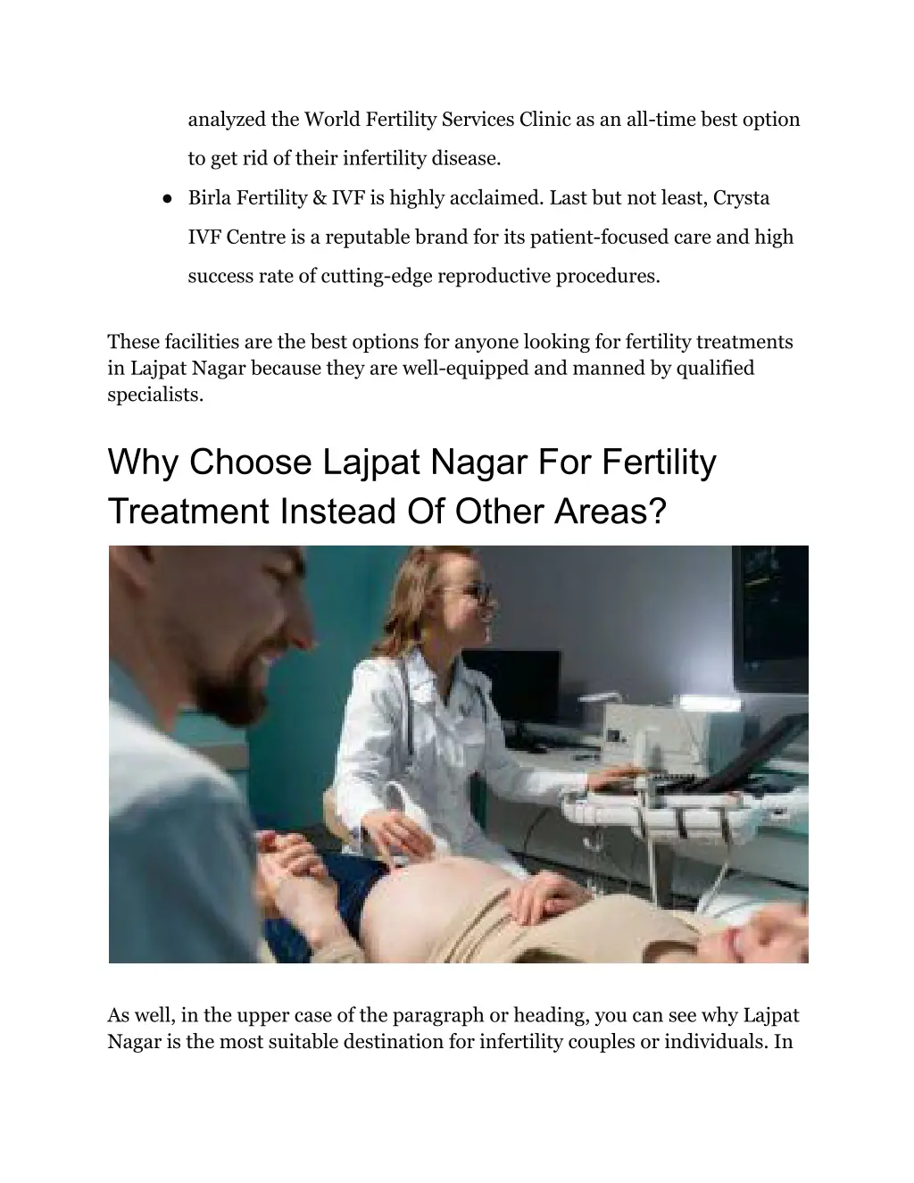 analyzed the world fertility services clinic