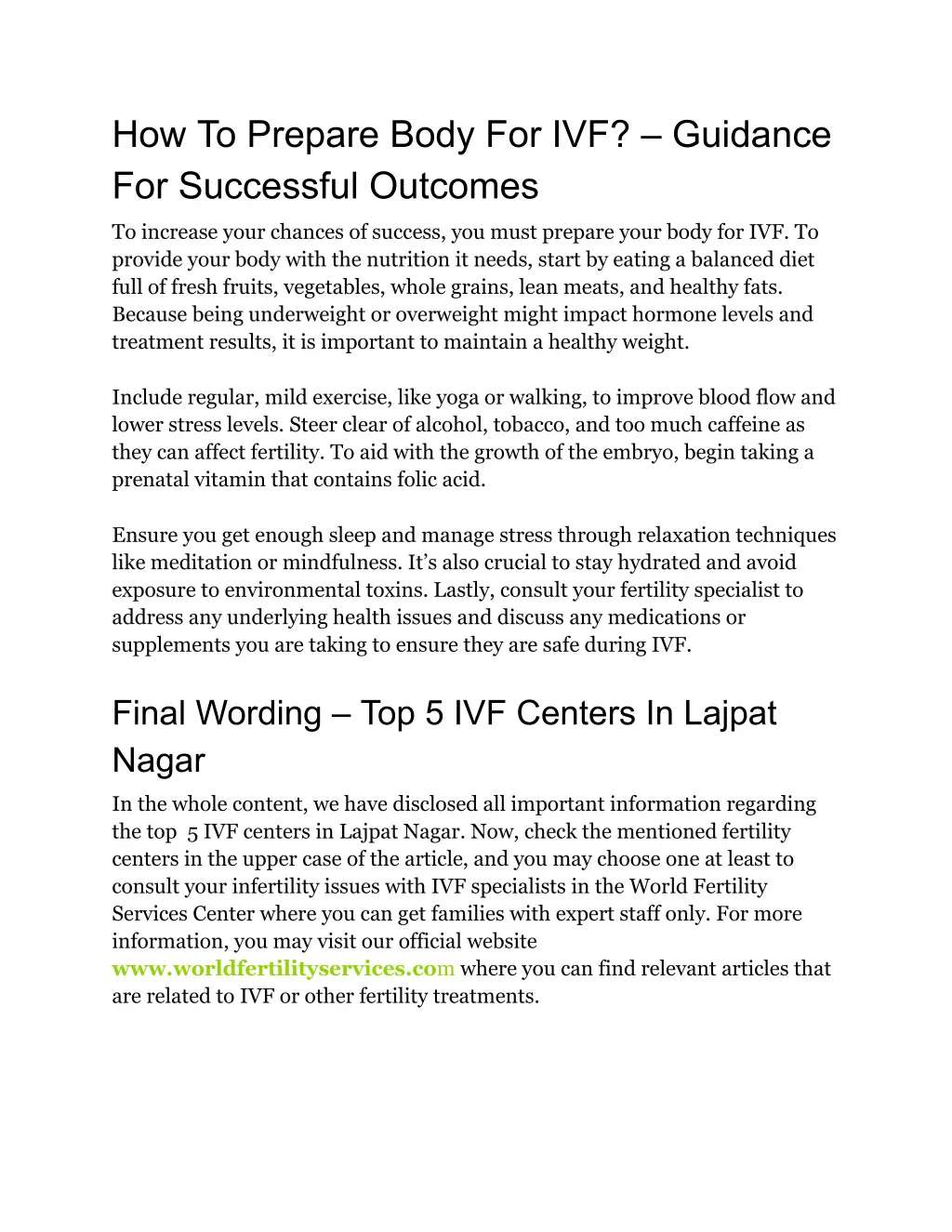 how to prepare body for ivf guidance