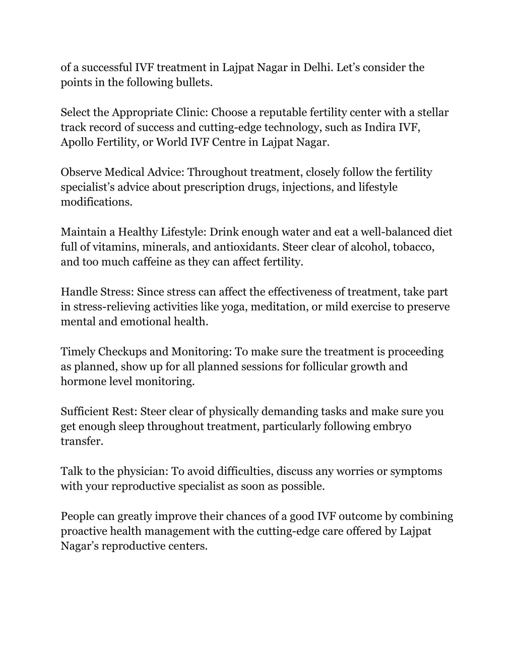 of a successful ivf treatment in lajpat nagar