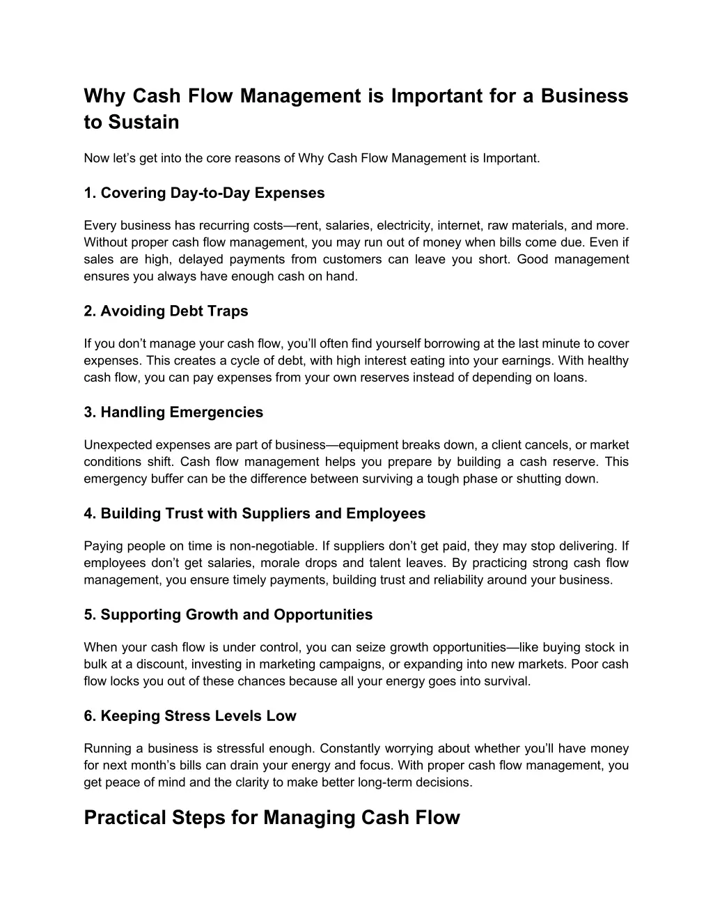 why cash flow management is important 1