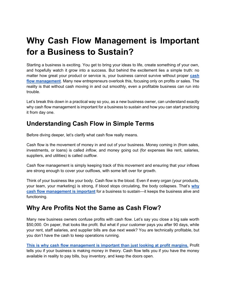 why cash flow management is important