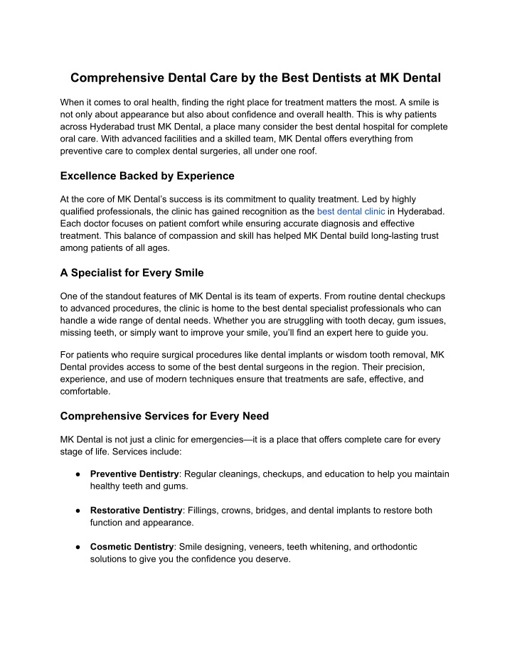 comprehensive dental care by the best dentists