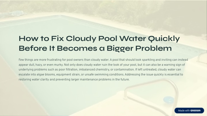 how to fix cloudy pool water quickly before