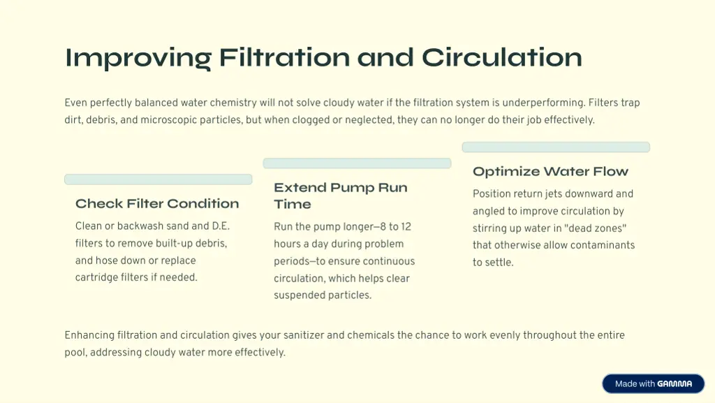 improving filtration and circulation