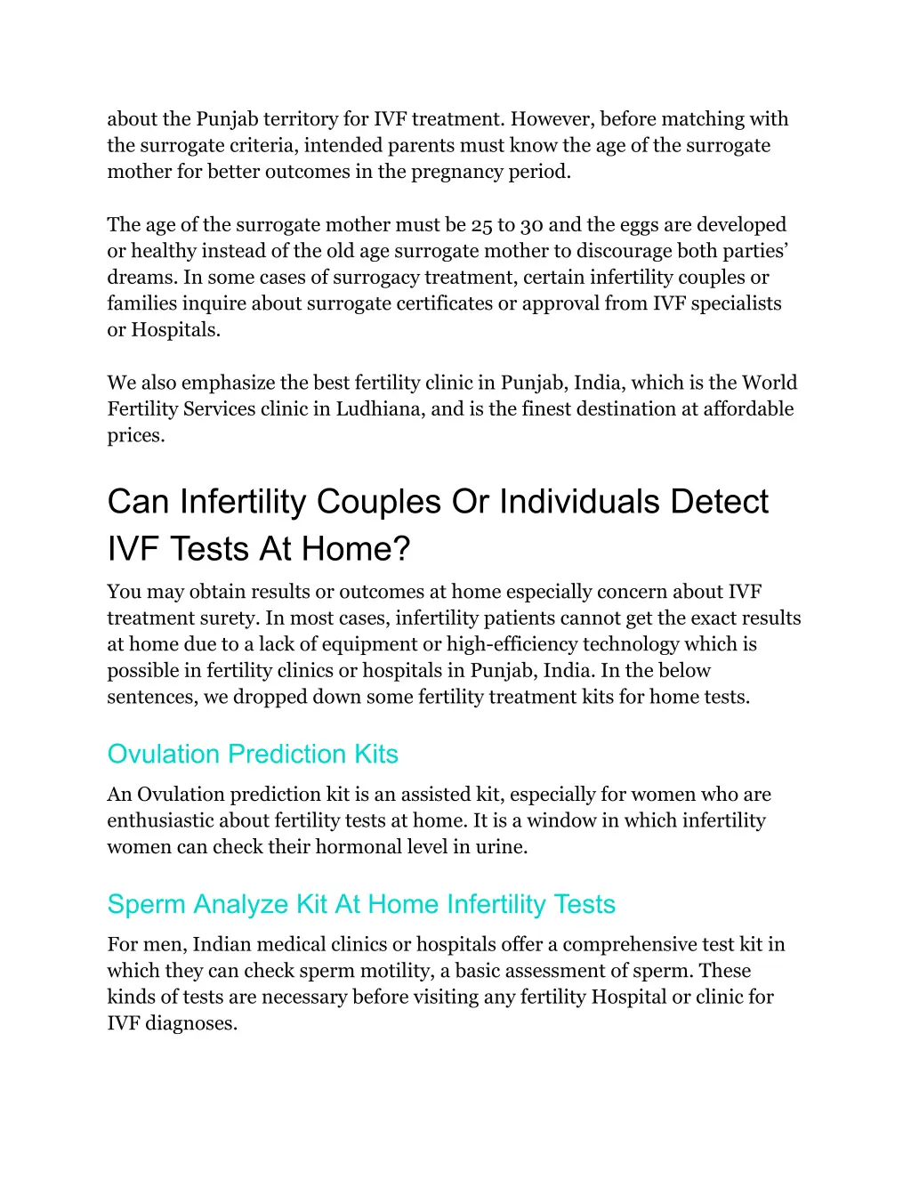 about the punjab territory for ivf treatment