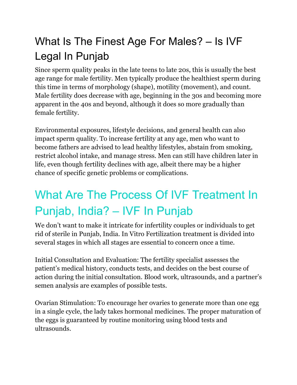what is the finest age for males is ivf legal