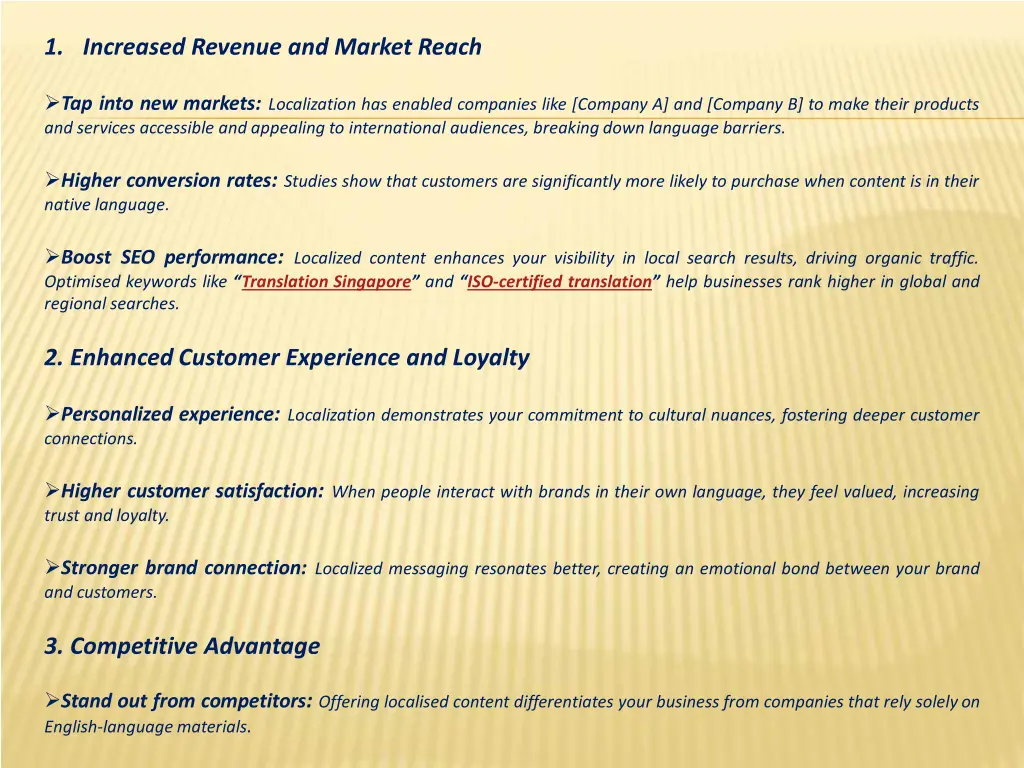 1 increased revenue and market reach