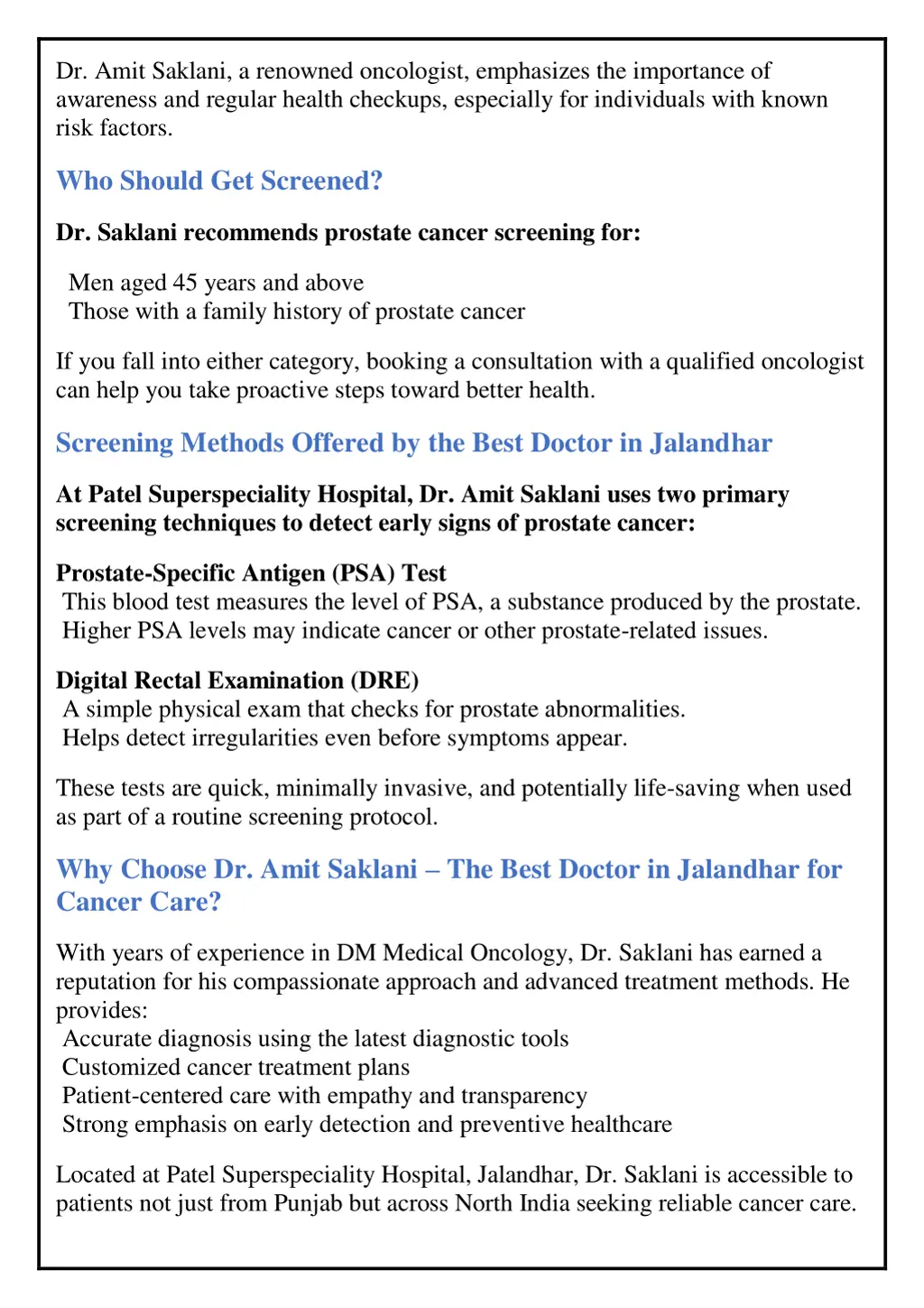 dr amit saklani a renowned oncologist emphasizes