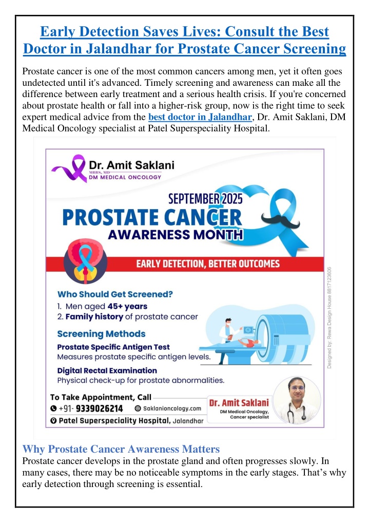 early detection saves lives consult the best