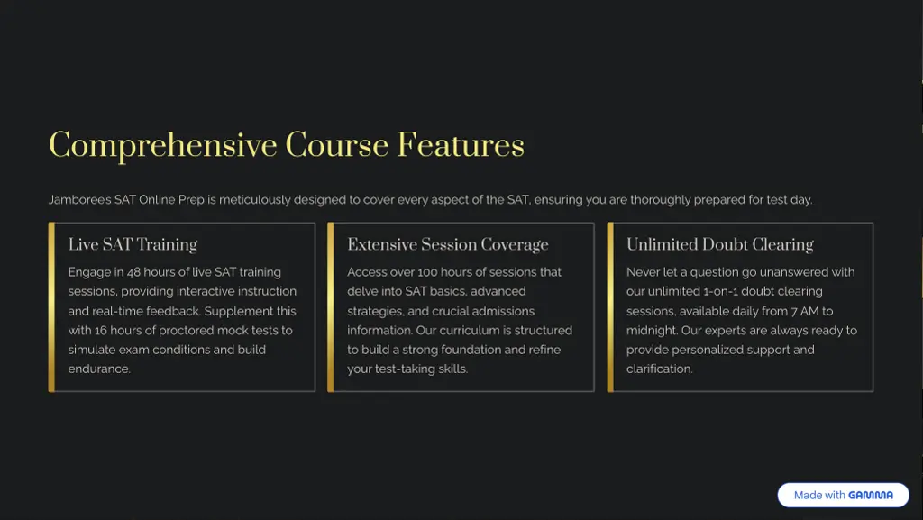 comprehensive course features