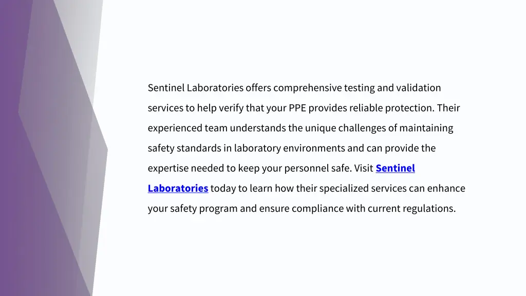 sentinel laboratories offers comprehensive