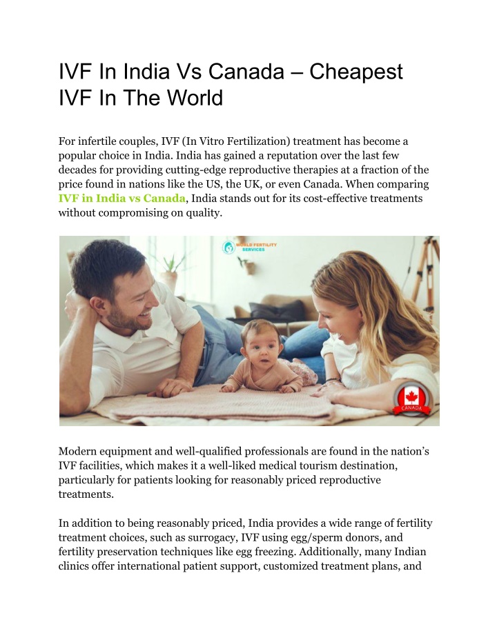 ivf in india vs canada cheapest ivf in the world