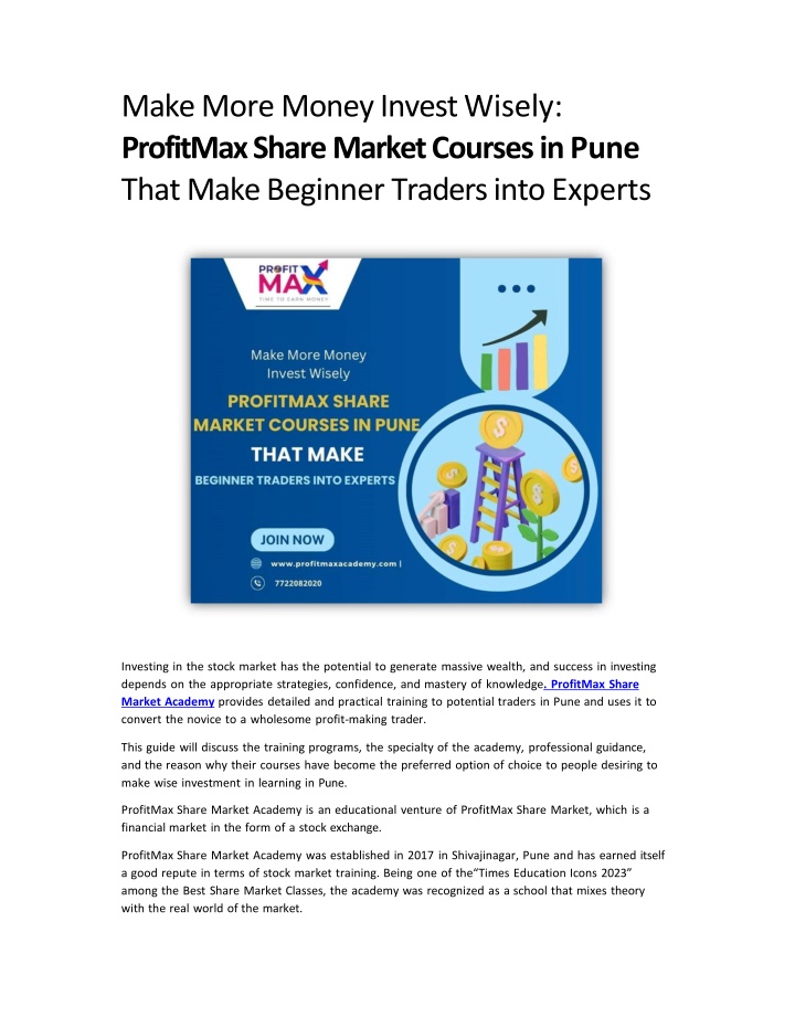 make more money invest wisely profitmax share