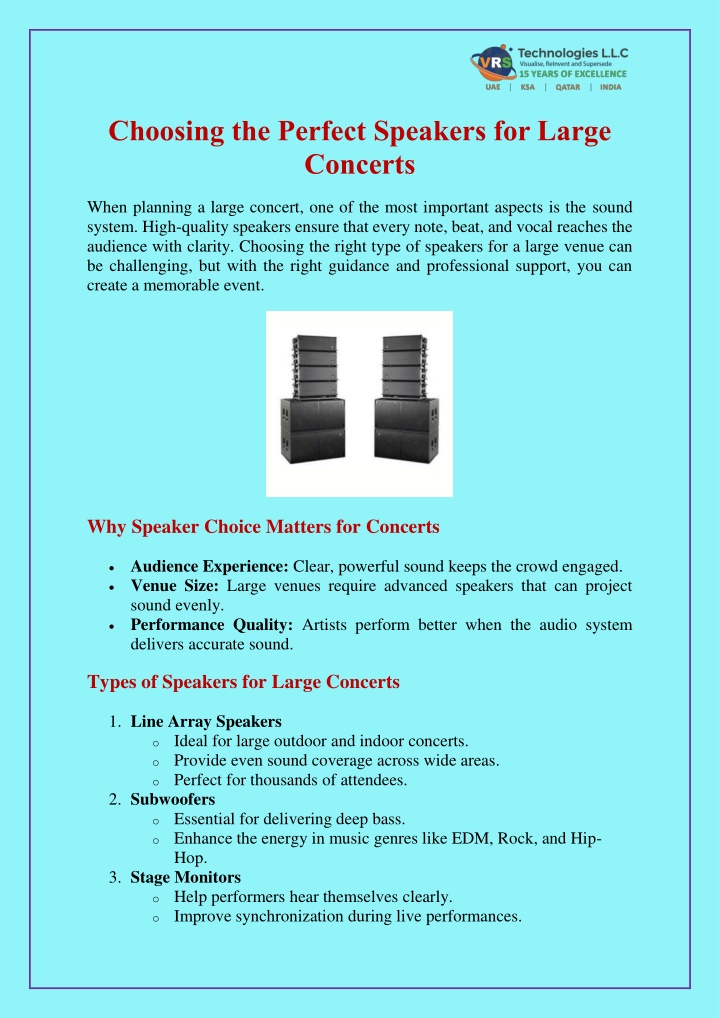 choosing the perfect speakers for large concerts