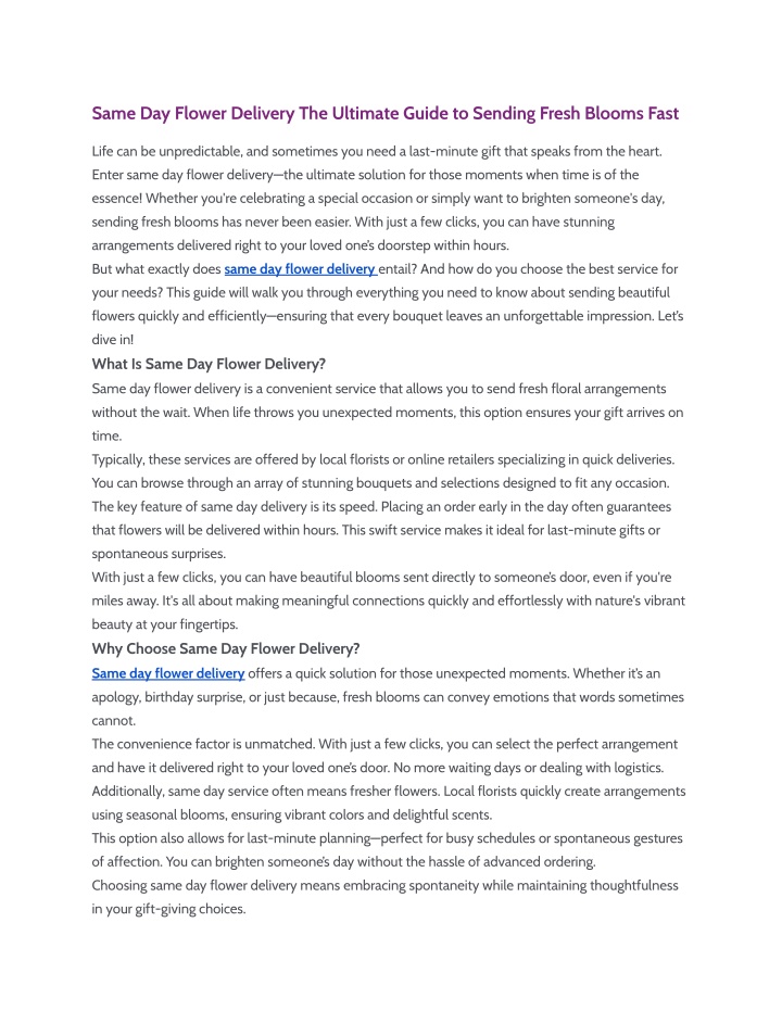 same day flower delivery the ultimate guide