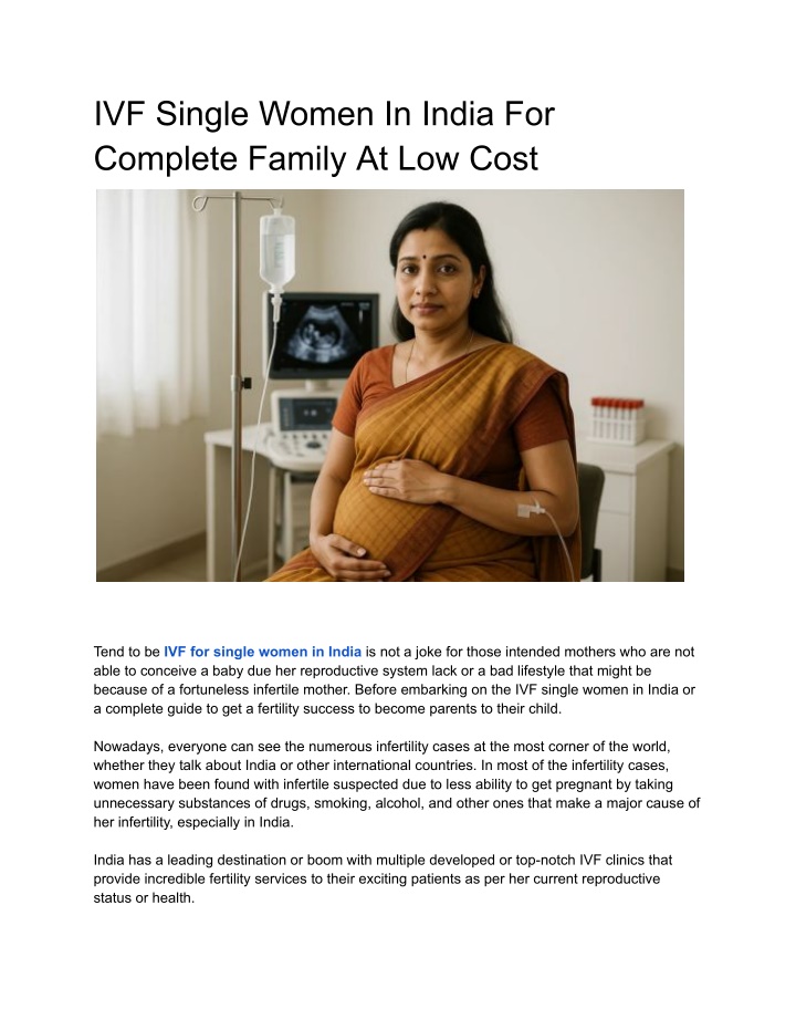 ivf single women in india for complete family