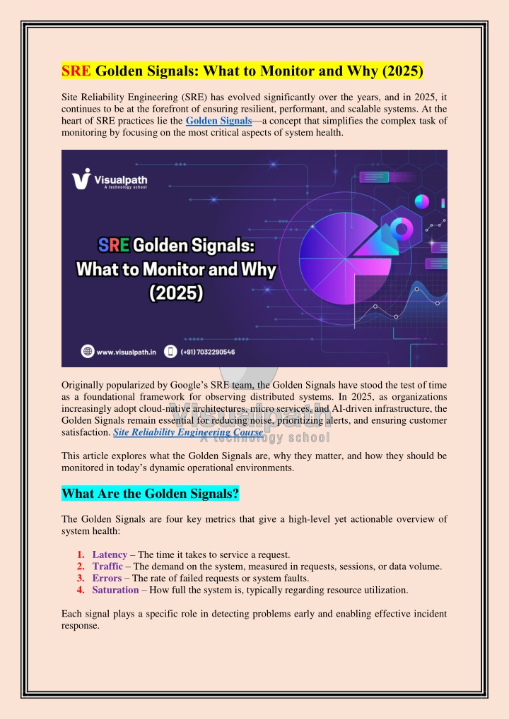 sre golden signals what to monitor and why 2025