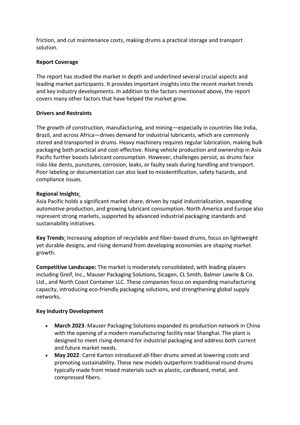 friction and cut maintenance costs making drums