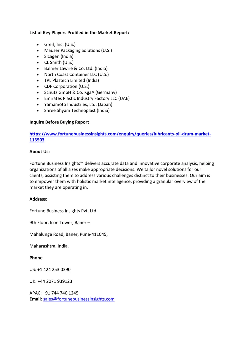 list of key players profiled in the market report