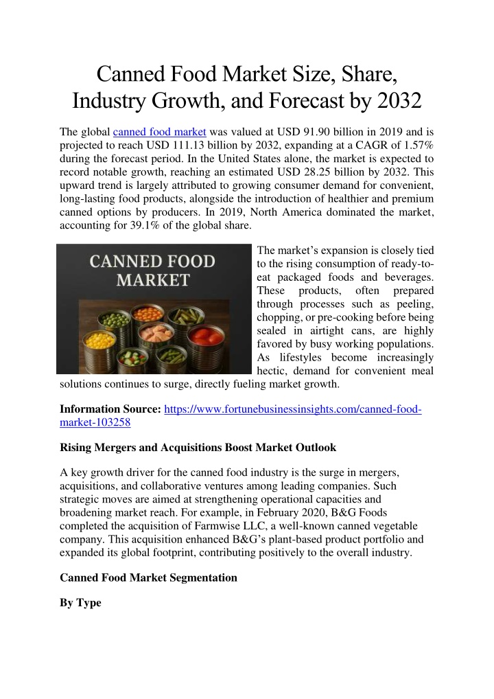 canned food market size share industry growth