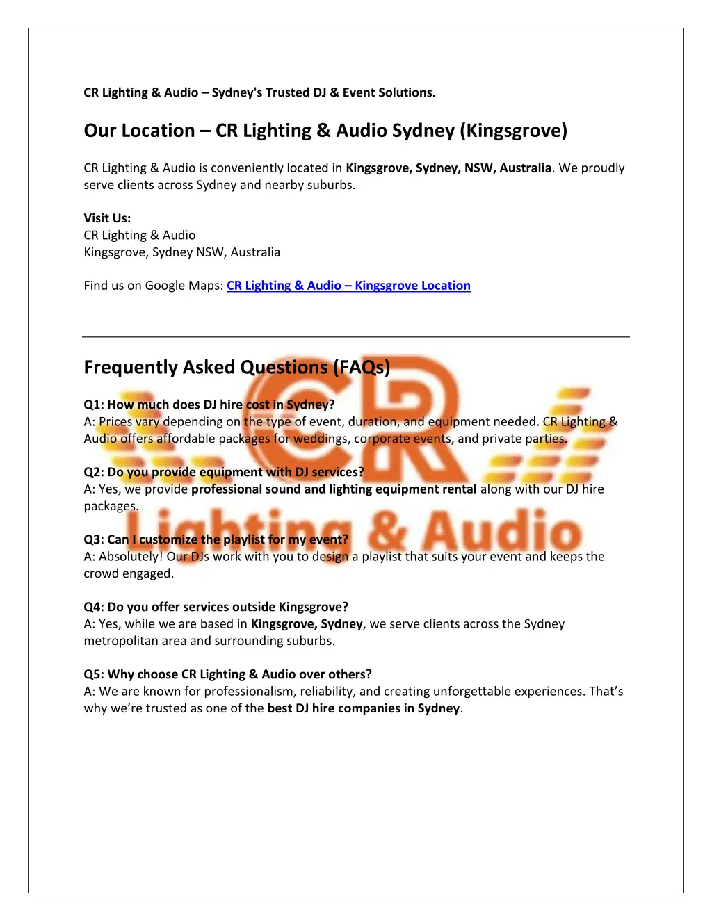cr lighting audio sydney s trusted dj event