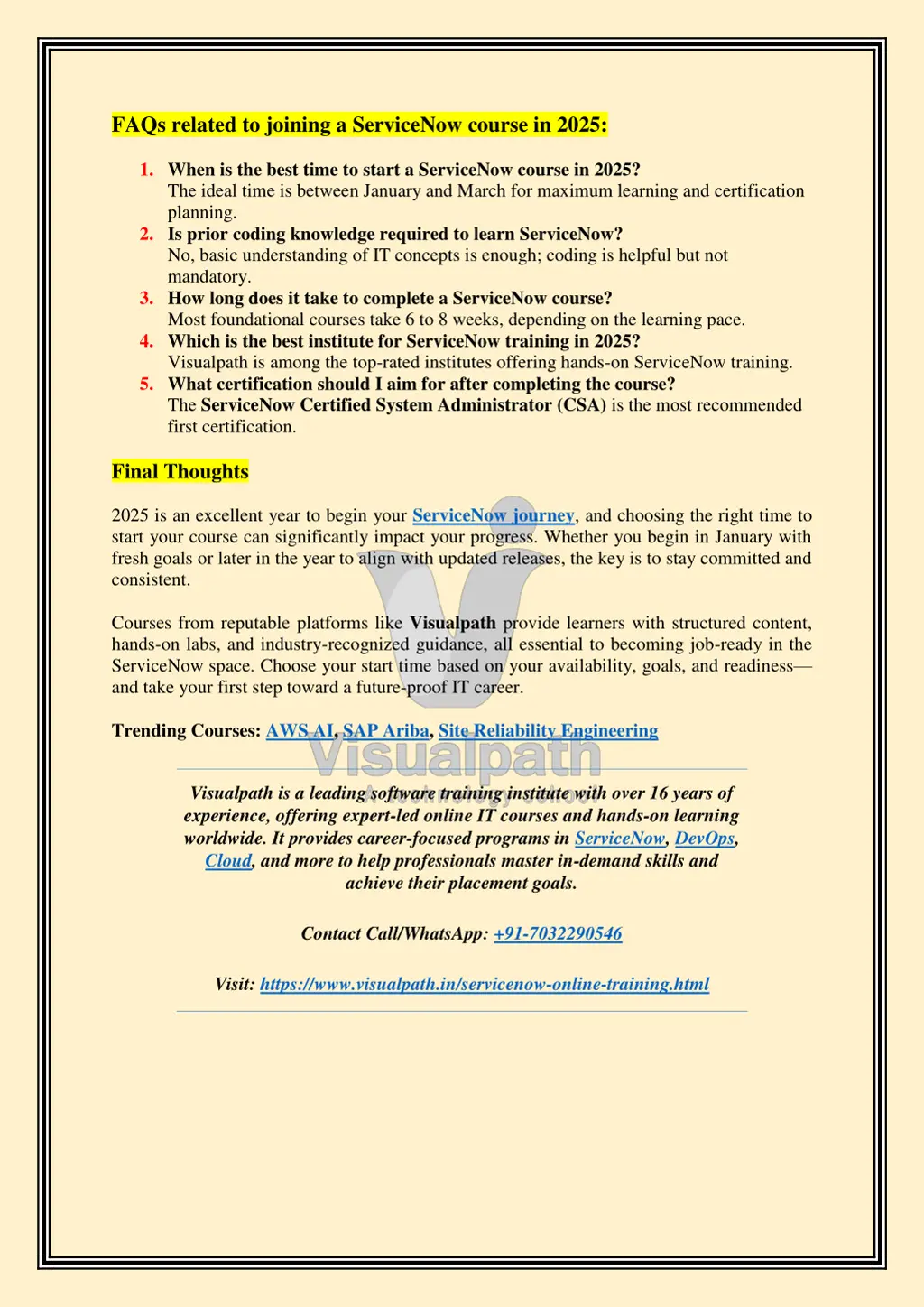 faqs related to joining a servicenow course