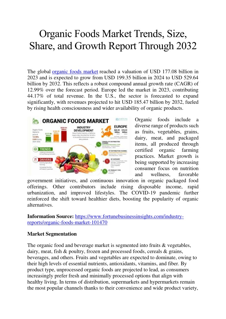 organic foods market trends size share and growth