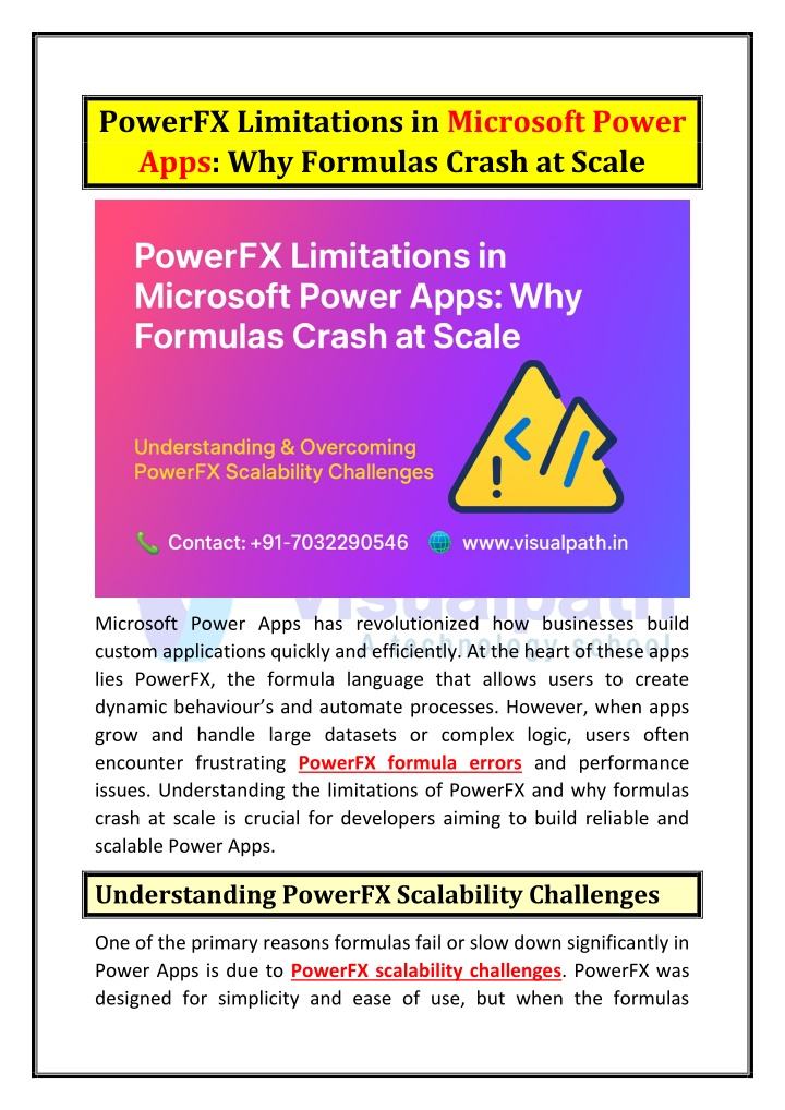 powerfx limitations in microsoft power apps