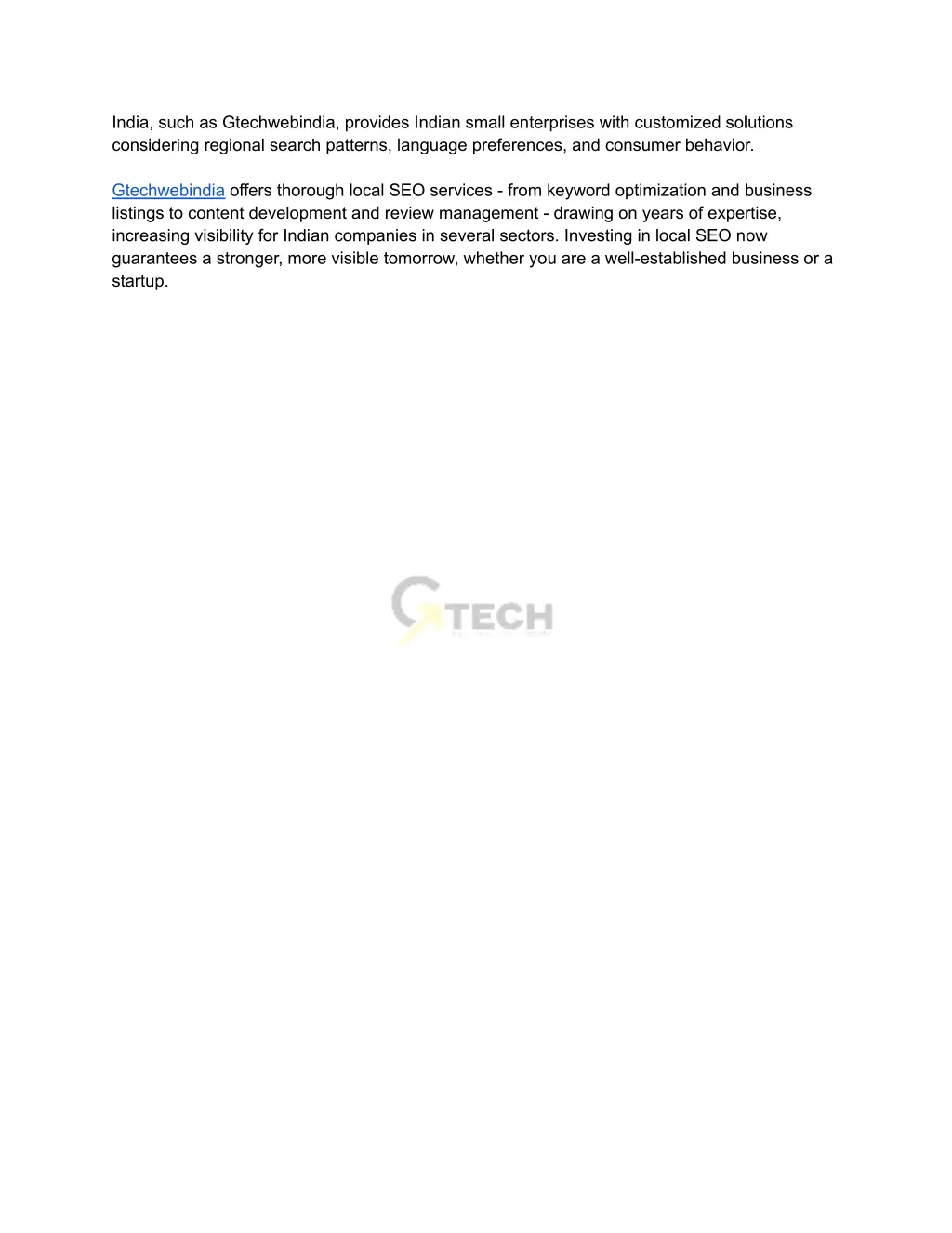 india such as gtechwebindia provides indian small