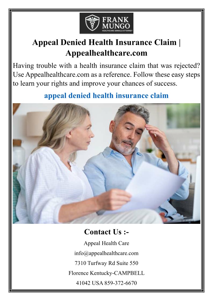 appeal denied health insurance claim