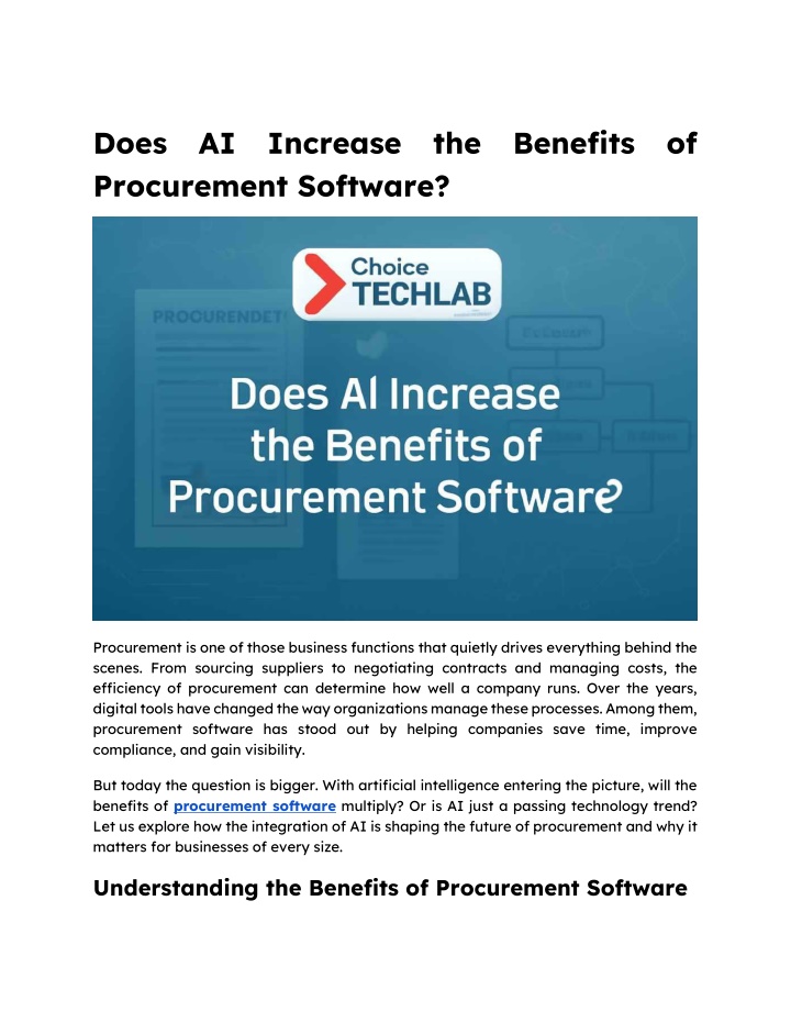 does ai increase the benefits of procurement