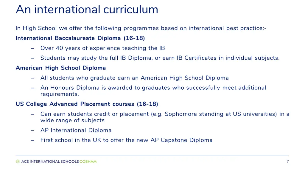 an international curriculum