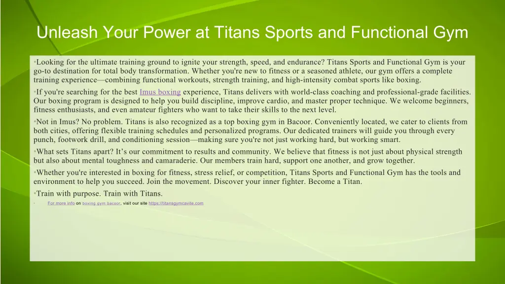 unleash your power at titans sports