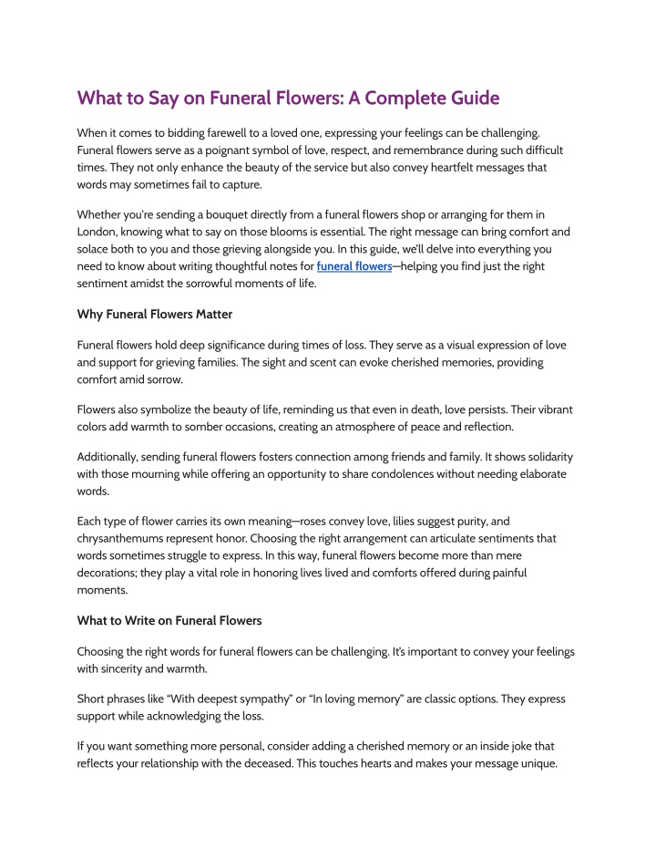 what to say on funeral flowers a complete guide