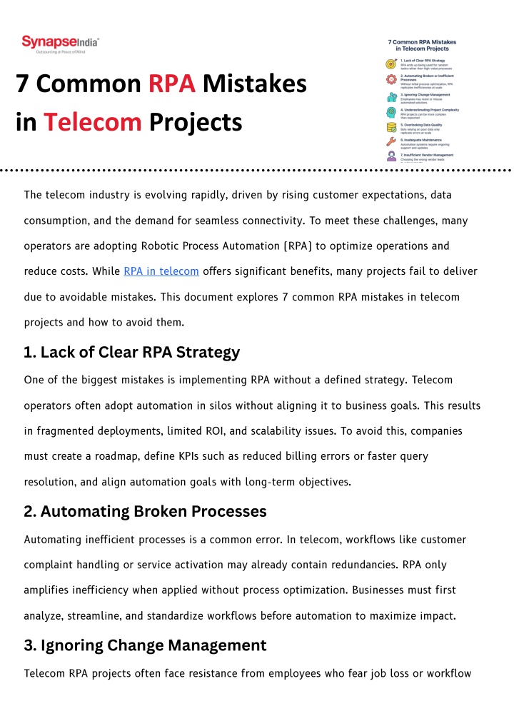 7 common rpa mistakes in telecom projects