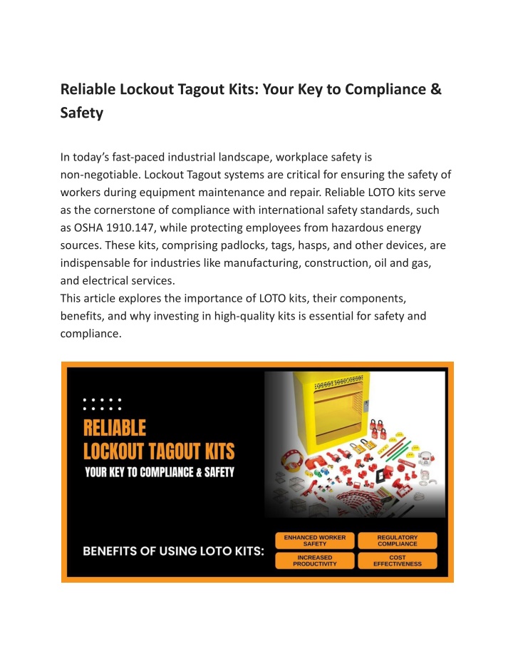 reliable lockout tagout kits your