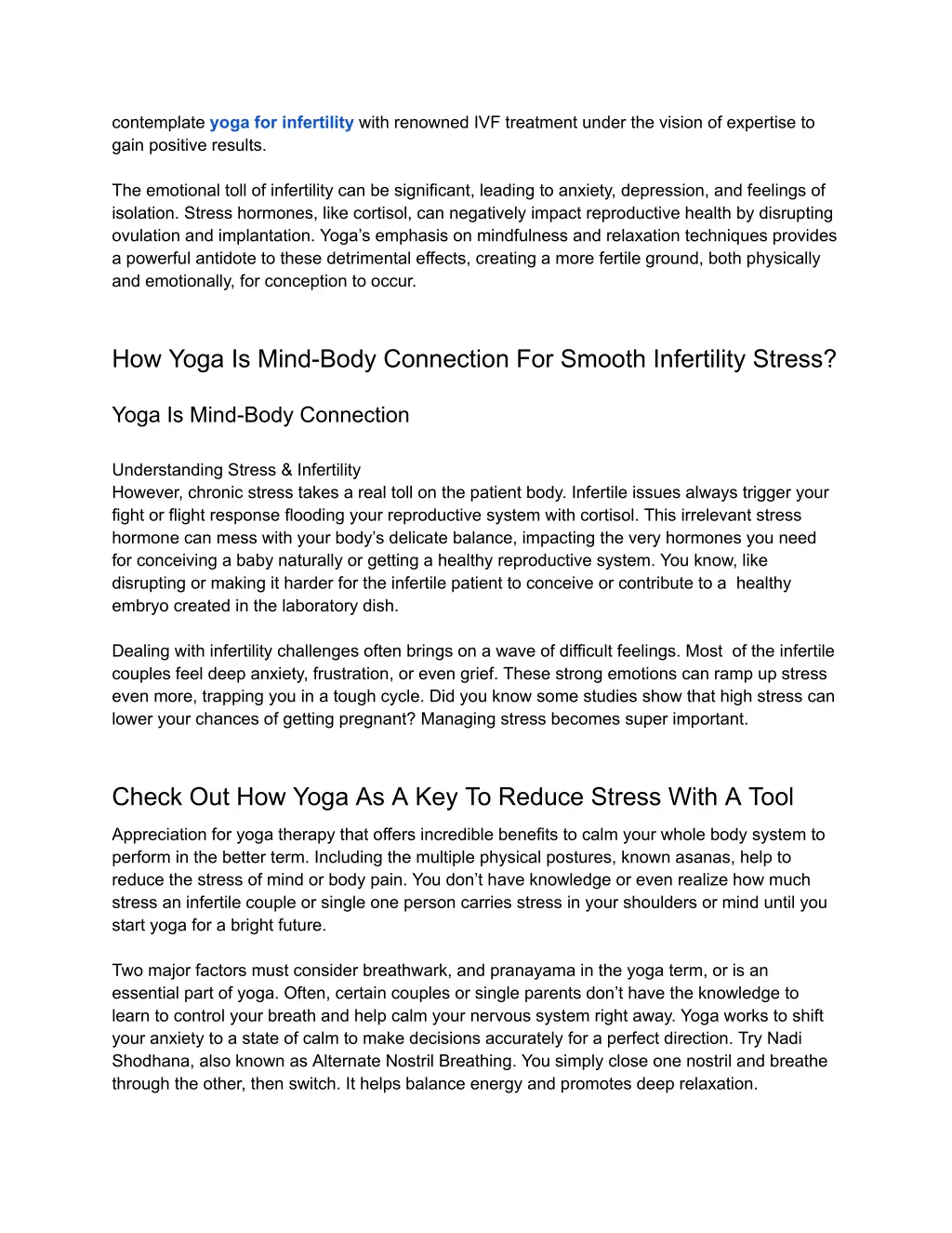 contemplate yoga for infertility with renowned