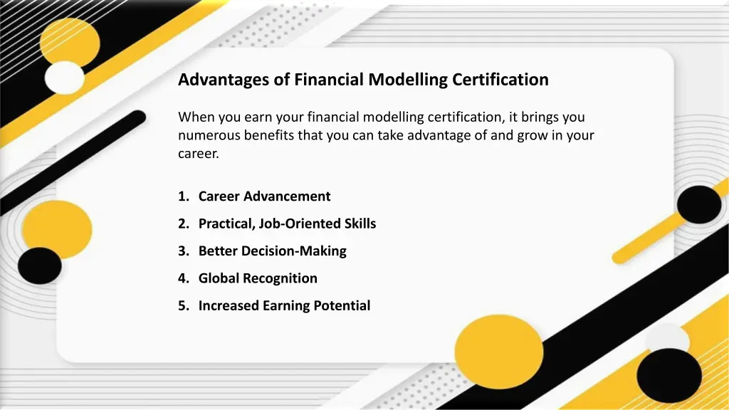 advantages of financial modelling certification
