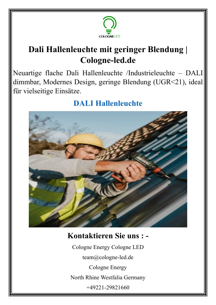dali hallenleuchte mit geringer blendung cologne